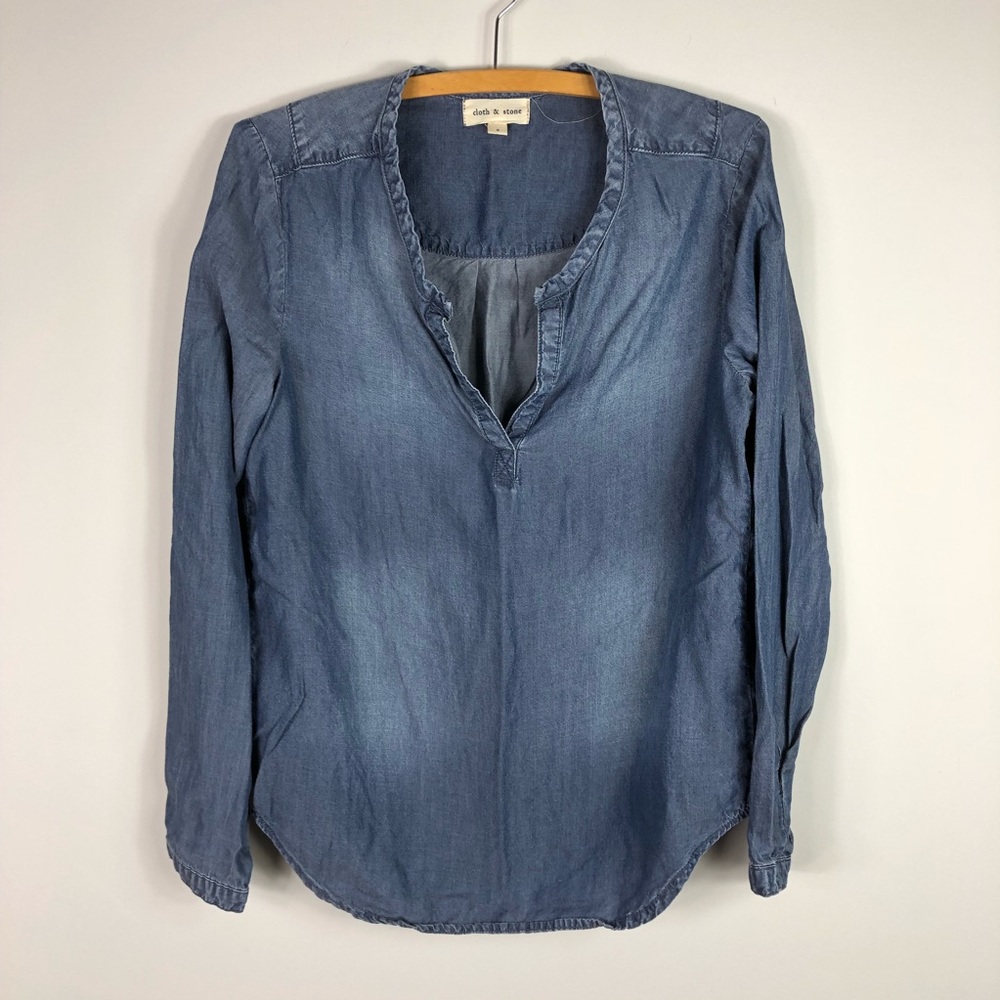 Anthropologie Cloth & Stone Chambray Popover 410 - Picture 2 of 9